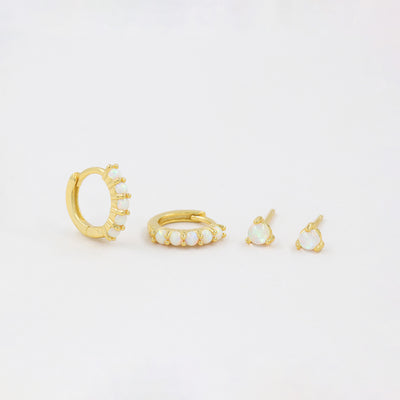 Serena - Stud Earrings - Sterling Silver and Synthetic Opal