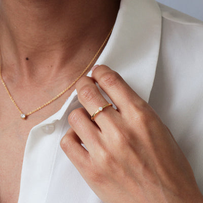 Bague 3mm en Argent Massif et Opale Synthétique