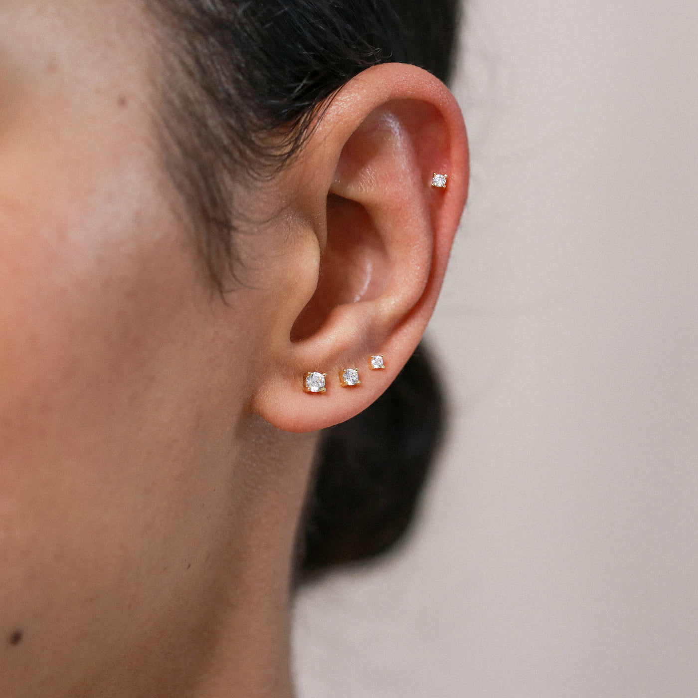 Puces d'oreilles 2-3mm - Argent Massif et Diamant Synthétique