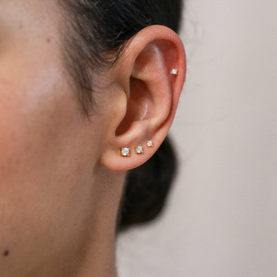 Puces d'oreilles 2-3mm - Argent Massif et Diamant Synthétique