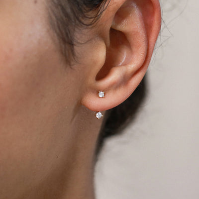 Ariana - Puces Doubles "Ear Jacket" - Argent Massif et Diamant Synthétique