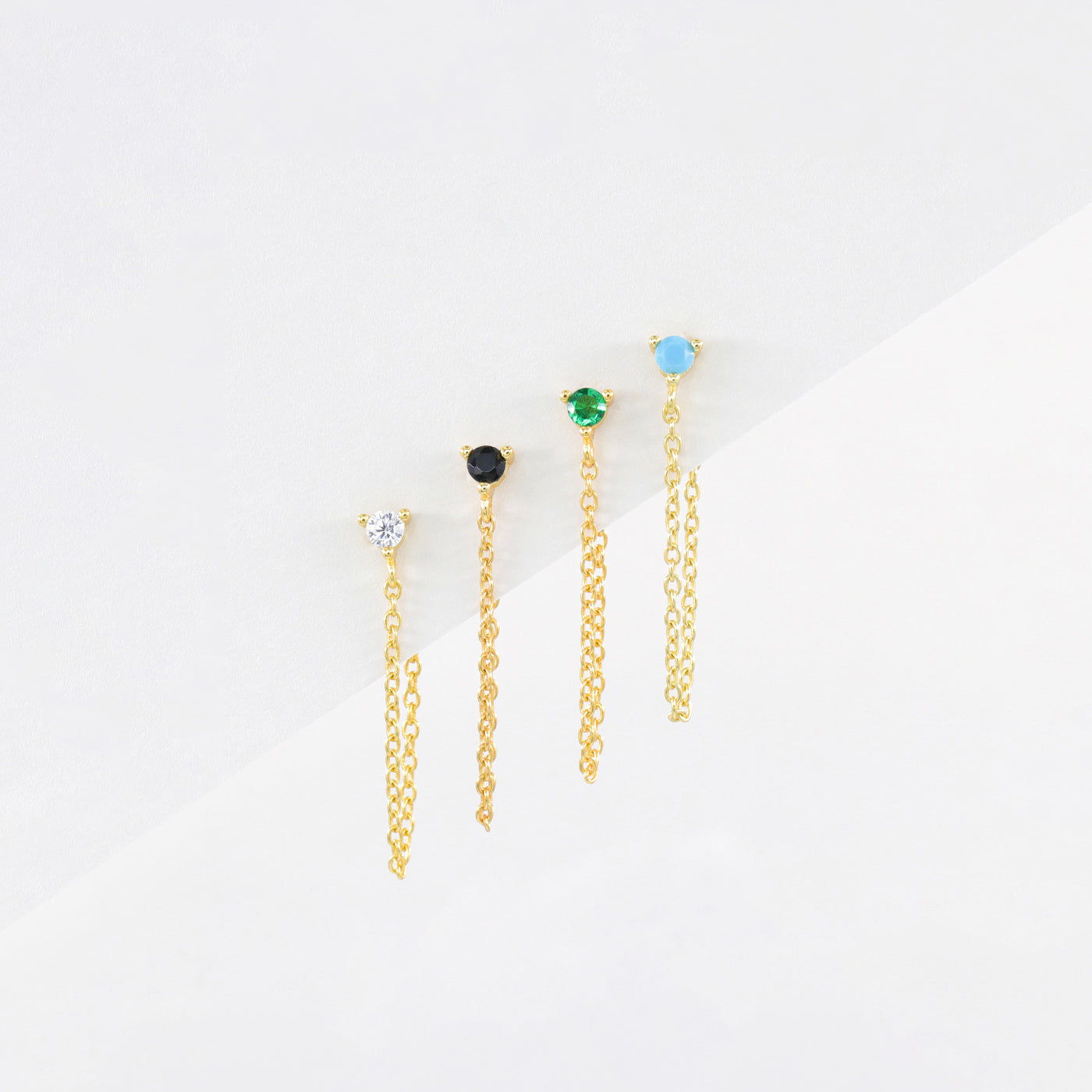 Sylvia - Pendant Chips - Sterling Silver and Synthetic Emerald