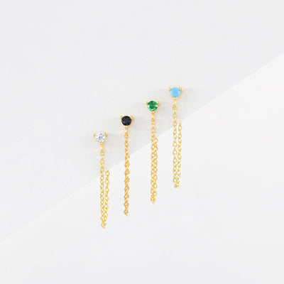 Sylvia - Pendant Chips - Sterling Silver and Synthetic Emerald