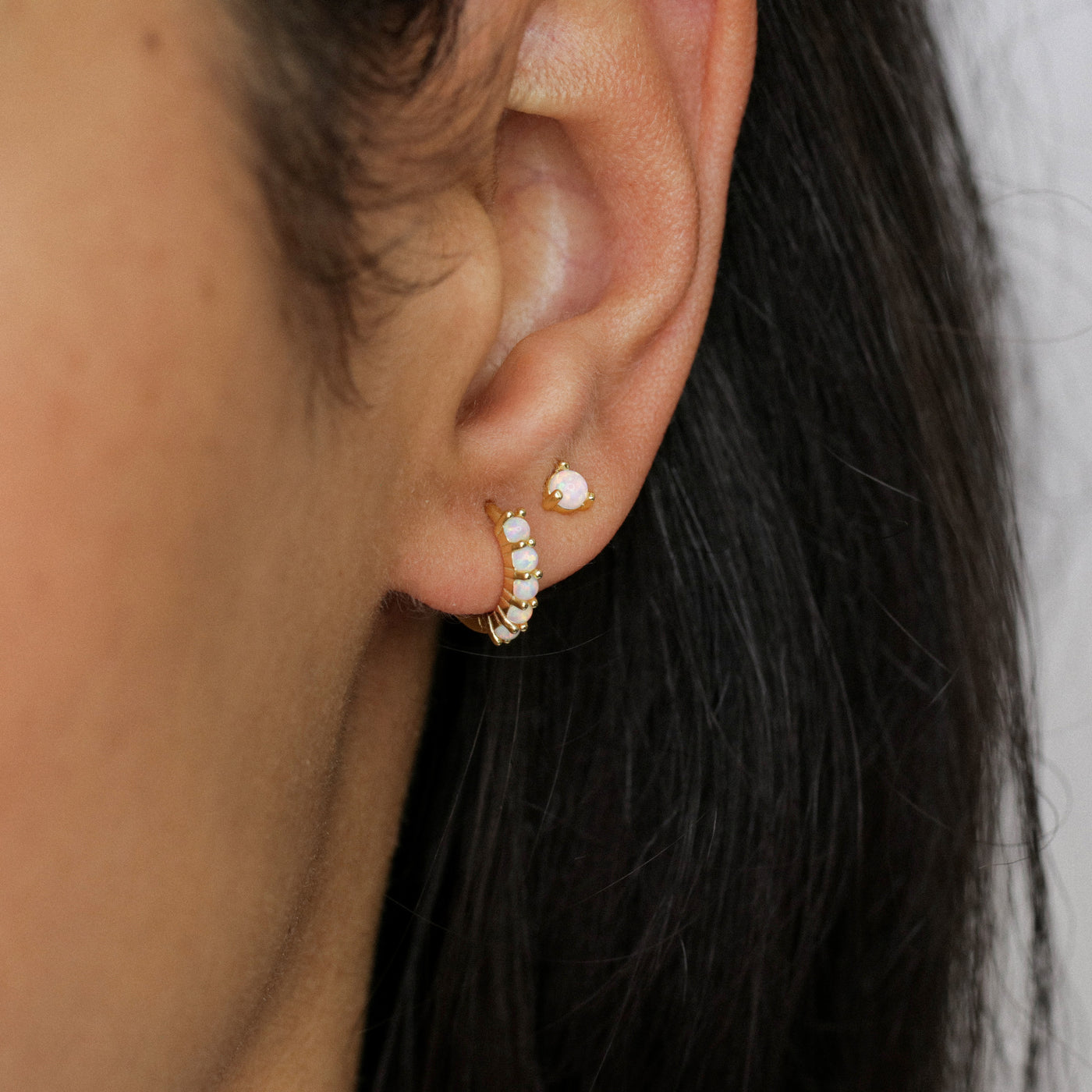 Serena - Stud Earrings - Sterling Silver and Synthetic Opal