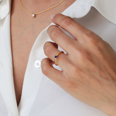 Bague 3mm en Argent Massif et Lapis Lazuli Naturel