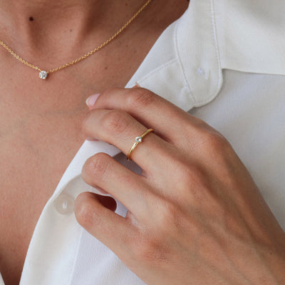 Bague 3mm en Argent Massif et Aigue-Marine Naturelle