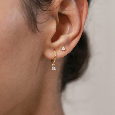 Clara - Puces d'Oreilles - Argent Massif et Diamant Synthétique