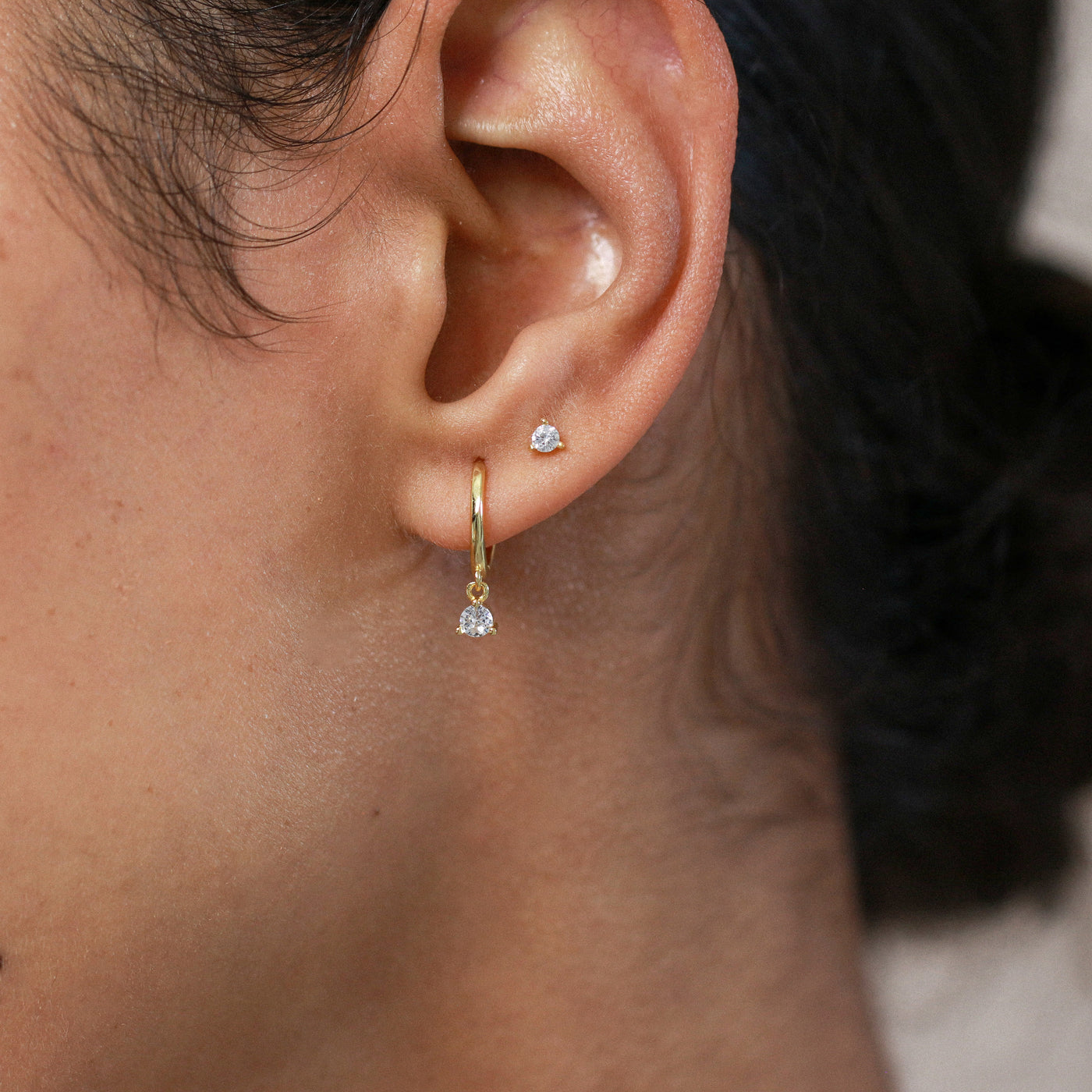 Clara - Puces d'Oreilles - Argent Massif et Diamant Synthétique