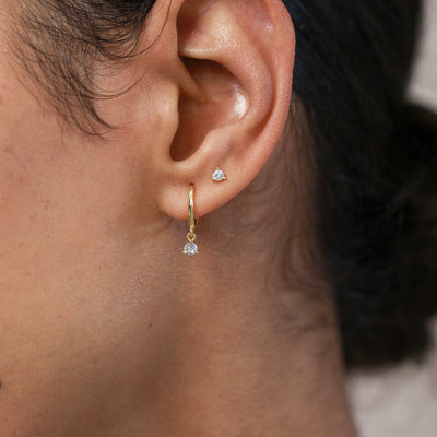 Clara - Puces d'Oreilles - Argent Massif et Diamant Synthétique