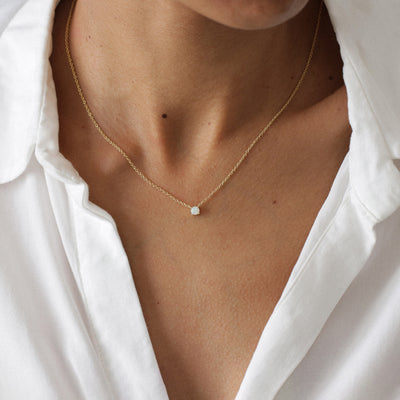 Lina Necklace – Synthetic Diamond Solitaire in Sterling Silver