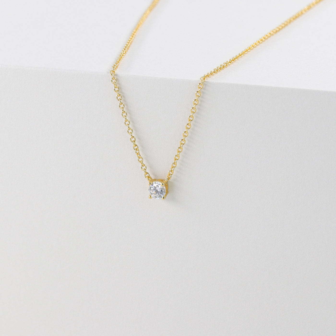 Lina Necklace – Synthetic Diamond Solitaire in Sterling Silver