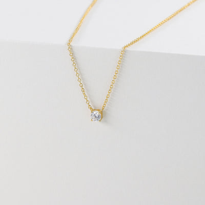 Lina Necklace – Synthetic Diamond Solitaire in Sterling Silver