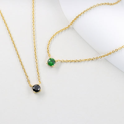 Lina Necklace – Synthetic Diamond Solitaire in Sterling Silver