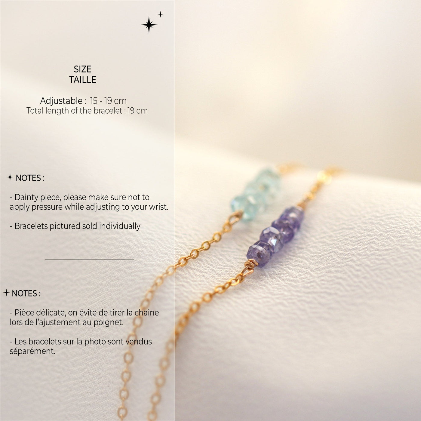 Alina - Bracelet avec Saphir Bleu Naturel - Petite Vagabonde