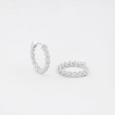 Amelia - Créoles Pavées en Argent Massif - Petite Vagabonde