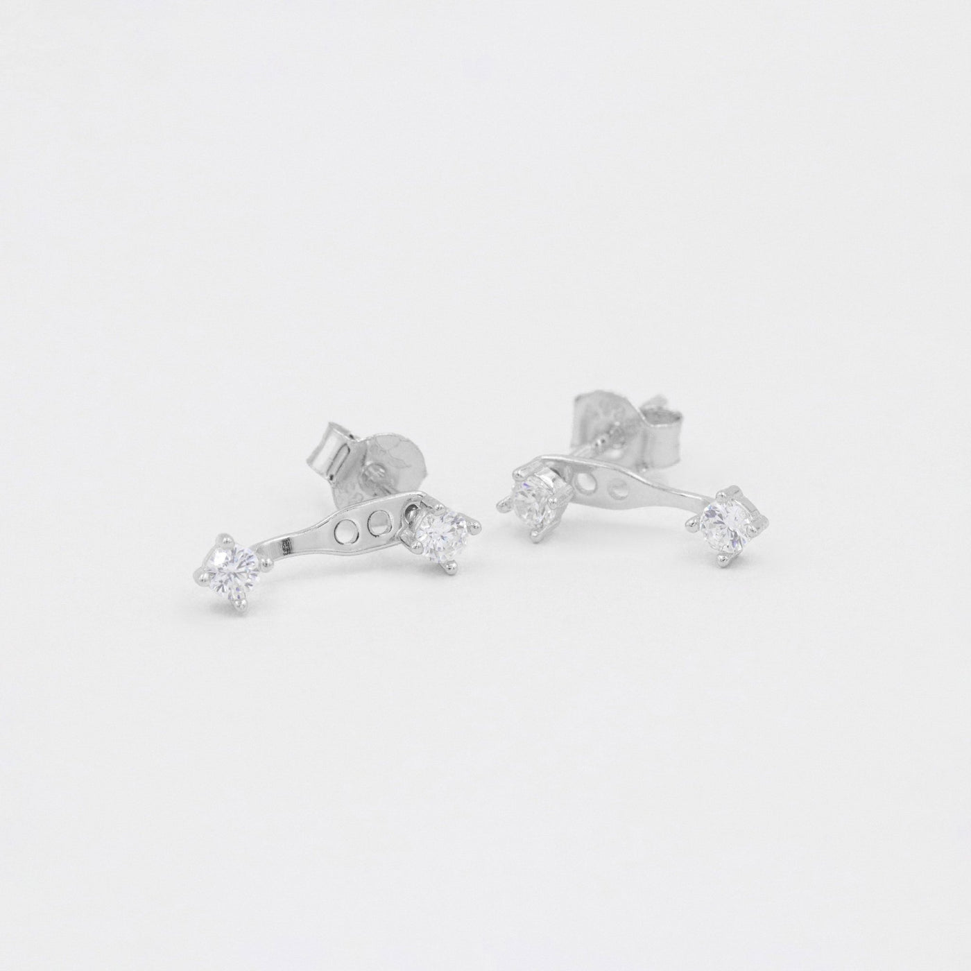 Ariana - Puces Doubles "Ear Jacket" - Argent Massif et Diamant Synthétique - Petite Vagabonde