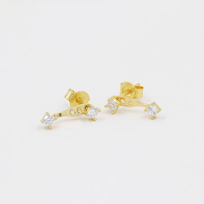 Ariana - Puces Doubles "Ear Jacket" - Argent Massif et Diamant Synthétique - Petite Vagabonde