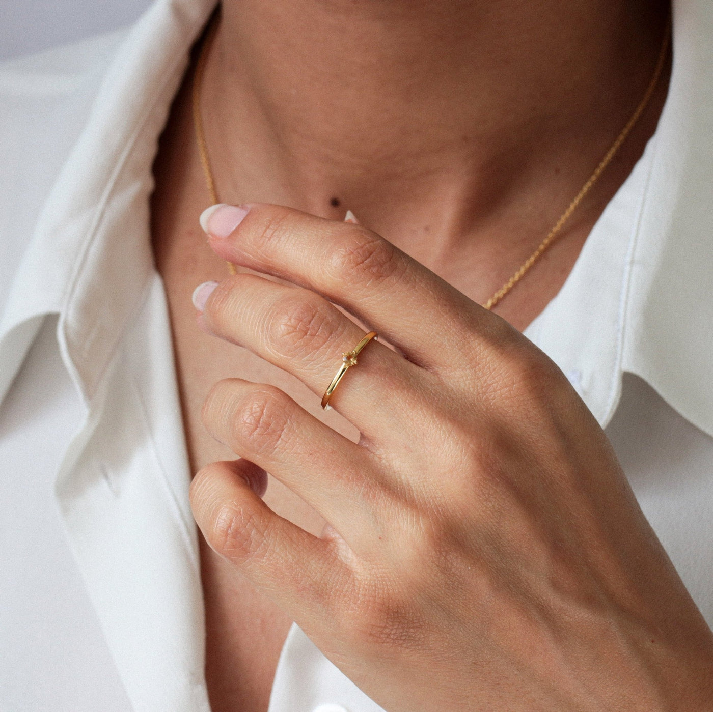 Bague 3mm en Argent Massif et Citrine Naturelle - Petite Vagabonde