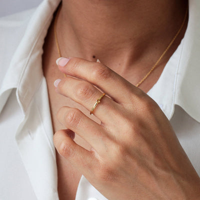 Bague 3mm en Argent Massif et Citrine Naturelle - Petite Vagabonde