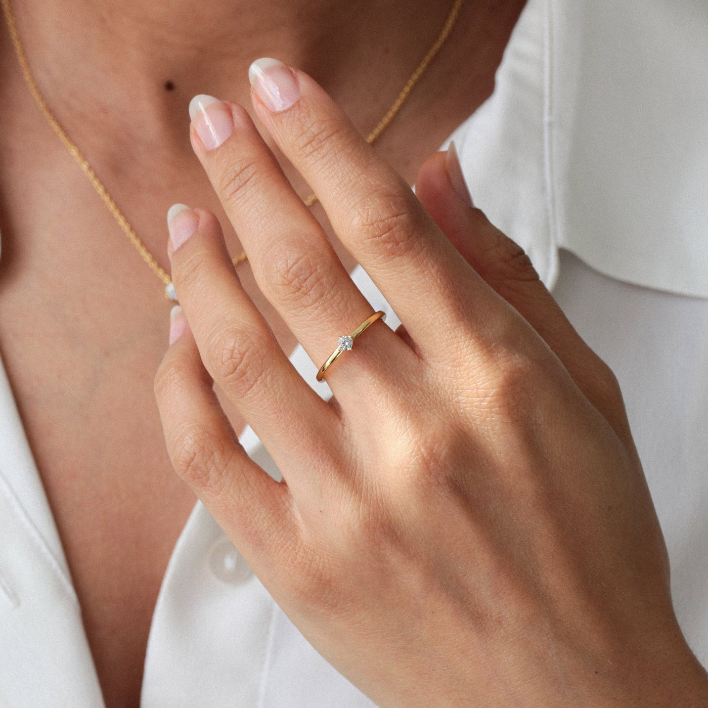 Bague 3mm en Argent Massif et Diamant Synthétique - Petite Vagabonde