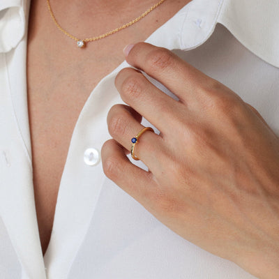 Bague 3mm en Argent Massif et Lapis Lazuli Naturel - Petite Vagabonde