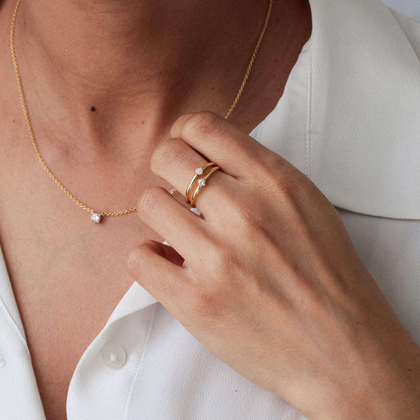 Bague 3mm en Argent Massif et Opale Synthétique - Petite Vagabonde