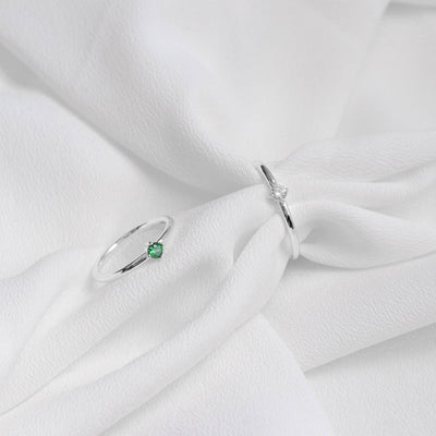 Bague 3mm en Argent Massif et Opale Synthétique - Petite Vagabonde