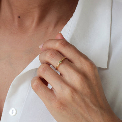 Bague 3mm en Argent Massif et Péridot Naturel - Petite Vagabonde