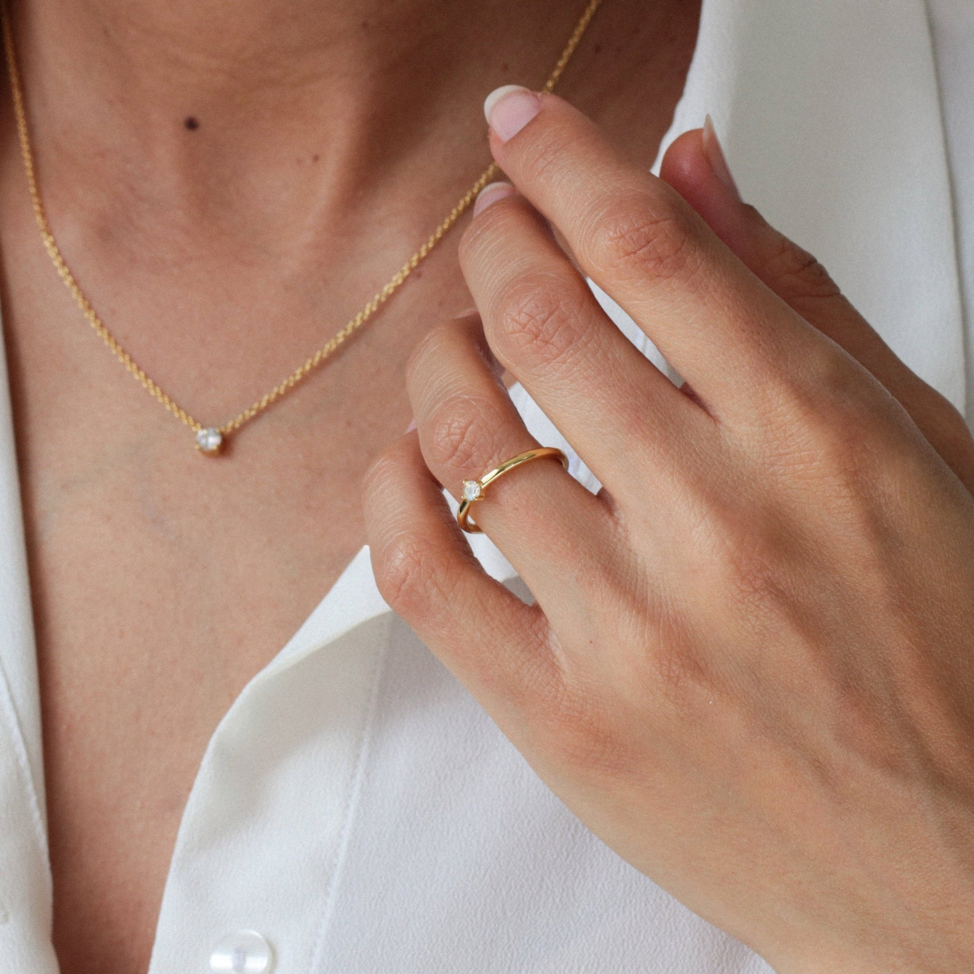 Bague 3mm en Argent Massif et Pierre de Lune Naturelle - Petite Vagabonde