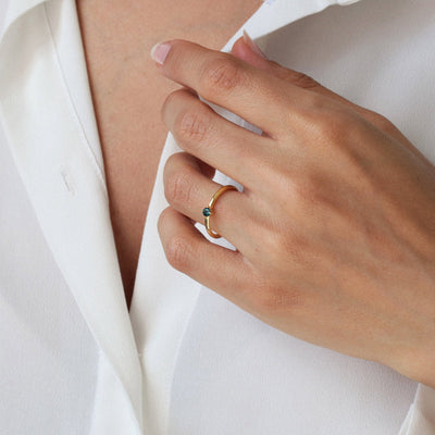 Bague 3mm en Argent Massif et Topaze Bleue Naturelle - Petite Vagabonde