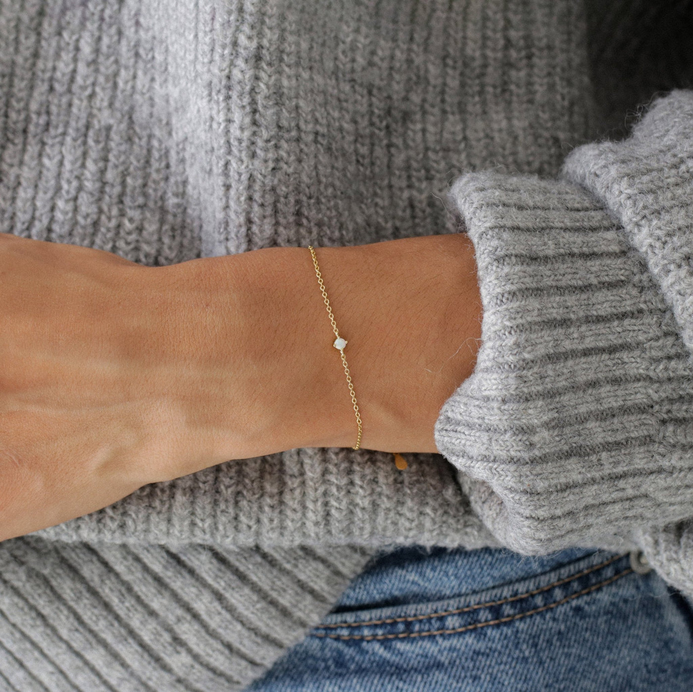 Bracelet Lina – Opale Synthétique en Argent Massif - Petite Vagabonde