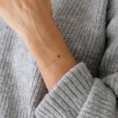 Bracelet Lina – Solitaire Diamant Noir Synthétique en Argent Massif - Petite Vagabonde