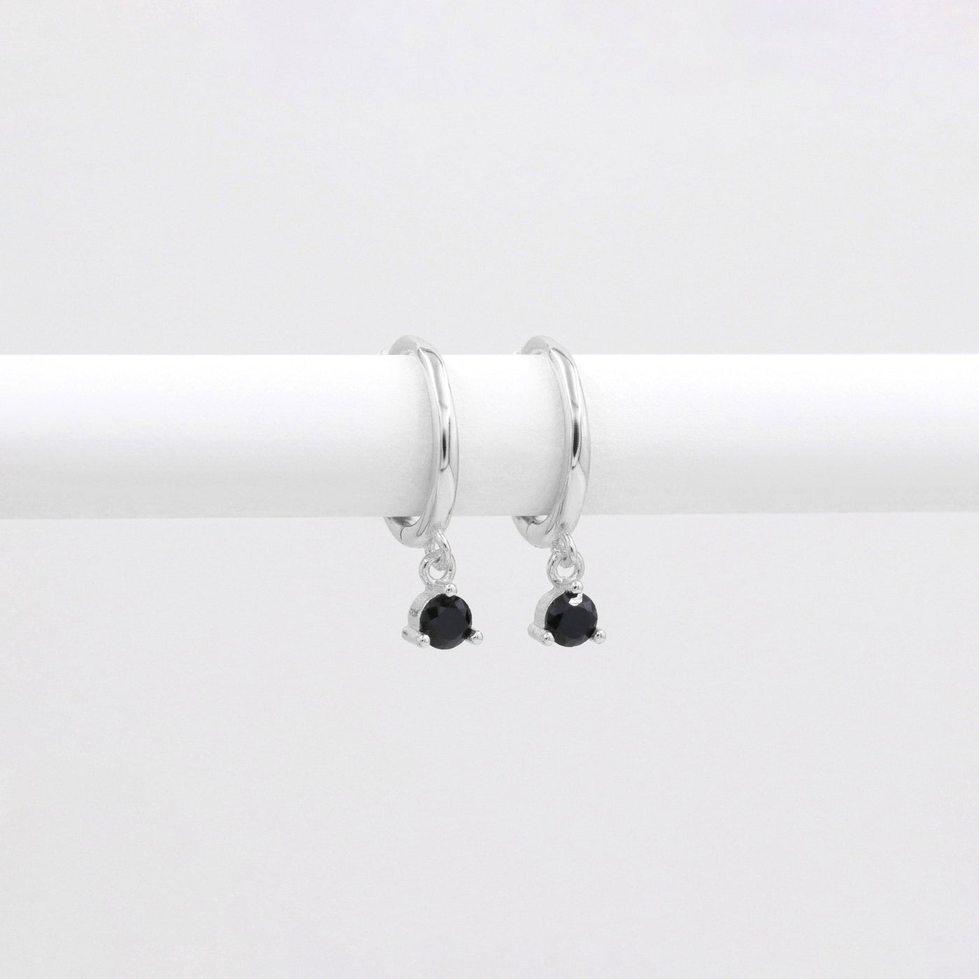 Clara - Créoles en Argent Massif et Diamant Noir Synthétique - Petite Vagabonde