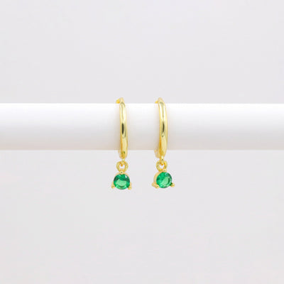 Clara - Créoles en Argent Massif et Émeraude Synthétique - Petite Vagabonde