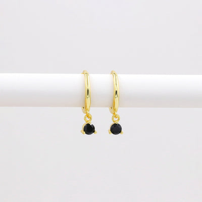 Clara - Puces d'Oreilles - Argent Massif et Diamant Noir Synthétique - Petite Vagabonde