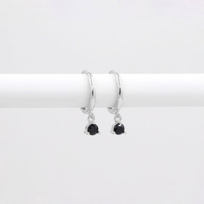 Clara - Puces d'Oreilles - Argent Massif et Diamant Noir Synthétique - Petite Vagabonde