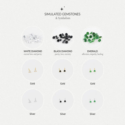 Clara - Puces d'Oreilles - Argent Massif et Émeraude Synthétique - Petite Vagabonde