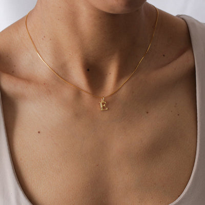 Collier Estelle avec Pendentif Lettre en Argent Massif - Petite Vagabonde