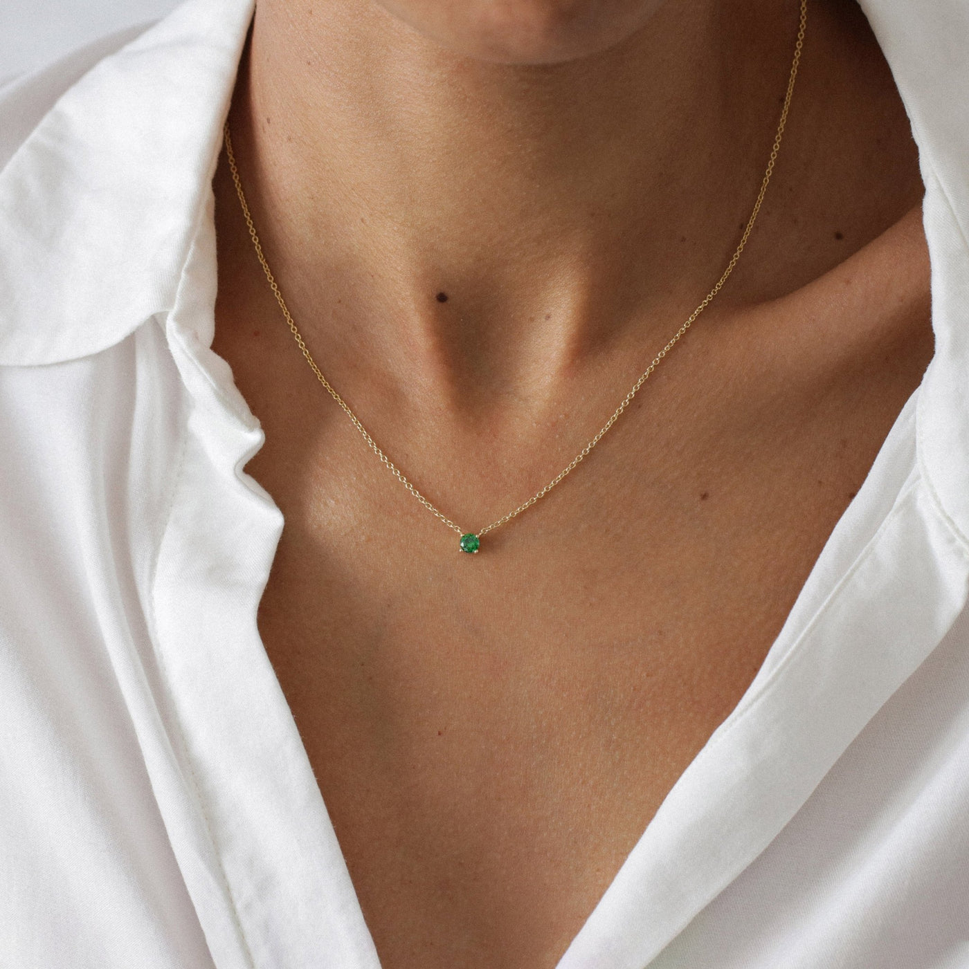Collier Lina – Solitaire Émeraude Synthétique en Argent Massif - Petite Vagabonde