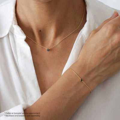 Collier Lina – Solitaire Opale Synthétique en Argent Massif - Petite Vagabonde