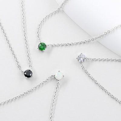 Collier Lina – Solitaire Opale Synthétique en Argent Massif - Petite Vagabonde