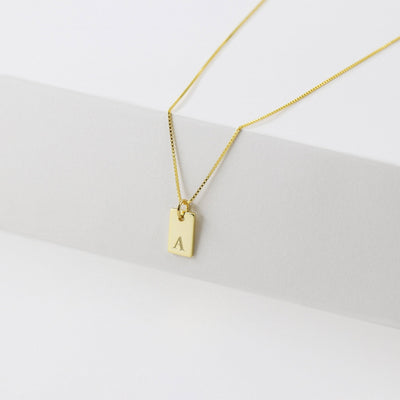 Collier Nina avec Pendentif Rectangulaire Initiale en Argent Massif - Petite Vagabonde
