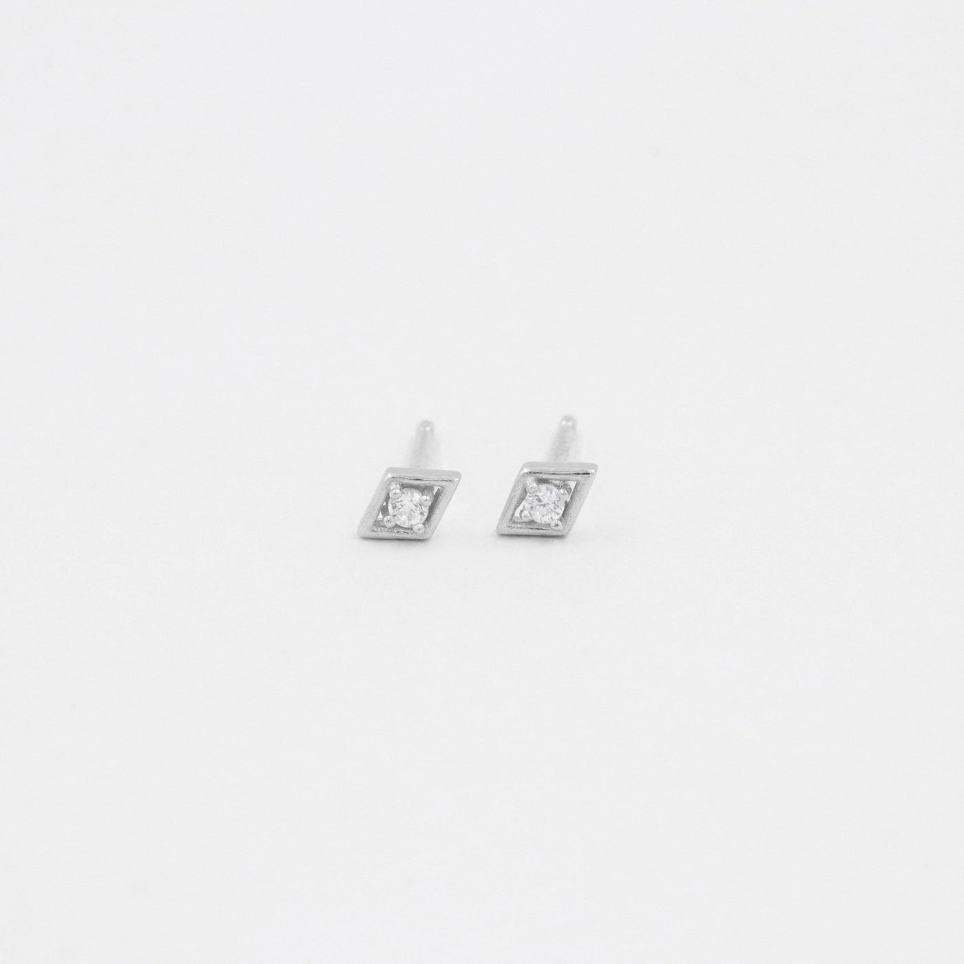 Luna - Créoles Losanges - Argent Massif et Diamant Synthétique - Petite Vagabonde