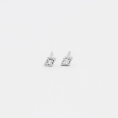 Luna - Créoles Losanges - Argent Massif et Diamant Synthétique - Petite Vagabonde