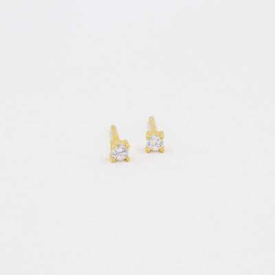 Puces d'oreilles 2 - 3mm - Argent Massif et Diamant Synthétique - Petite Vagabonde