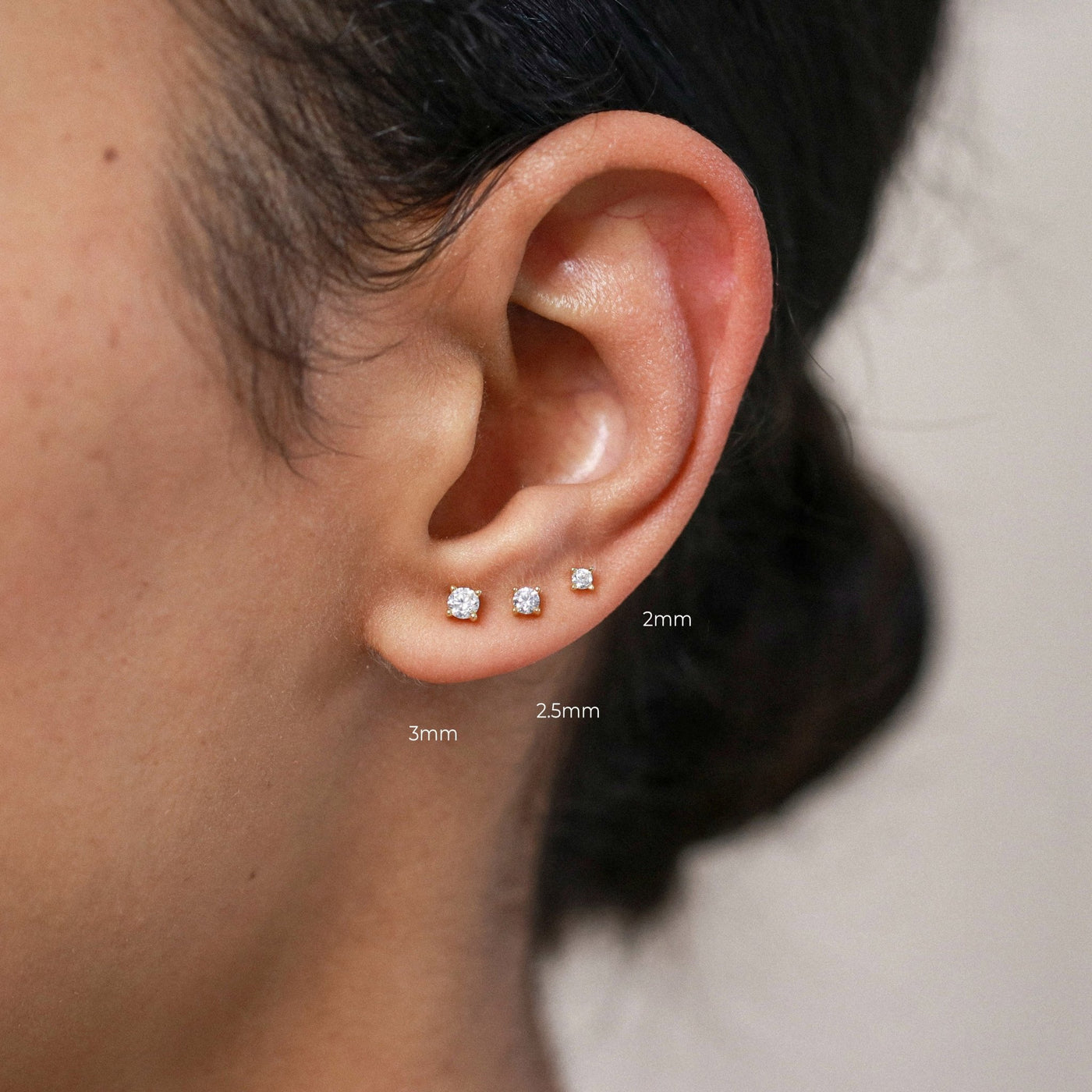 Puces d'oreilles 2 - 3mm - Argent Massif et Diamant Synthétique - Petite Vagabonde
