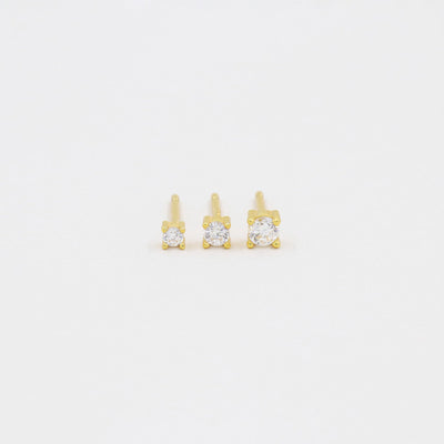 Puces d'oreilles 2 - 3mm - Argent Massif et Diamant Synthétique - Petite Vagabonde