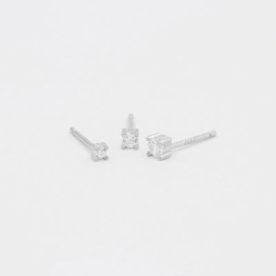 Puces d'oreilles 2 - 3mm - Argent Massif et Diamant Synthétique - Petite Vagabonde
