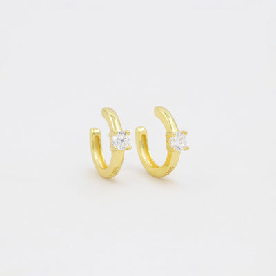 Saige - Manchettes en Argent Massif et Diamant Synthétique - Petite Vagabonde