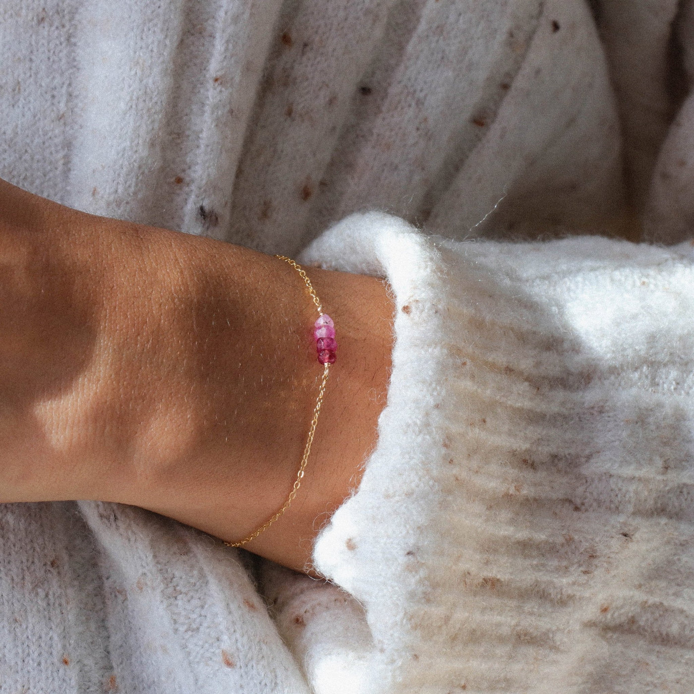 Alina - Bracelet avec Saphir Rose Naturel - Petite Vagabonde